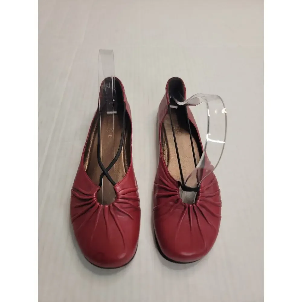 Taryn Rose Alessandra Leather Ballet Flats Red Leather Bijou-Napa Italy Sz 37.5_2